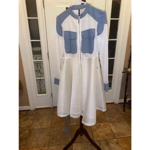 Women's San Joy White & Blue Dress/jacket Size S